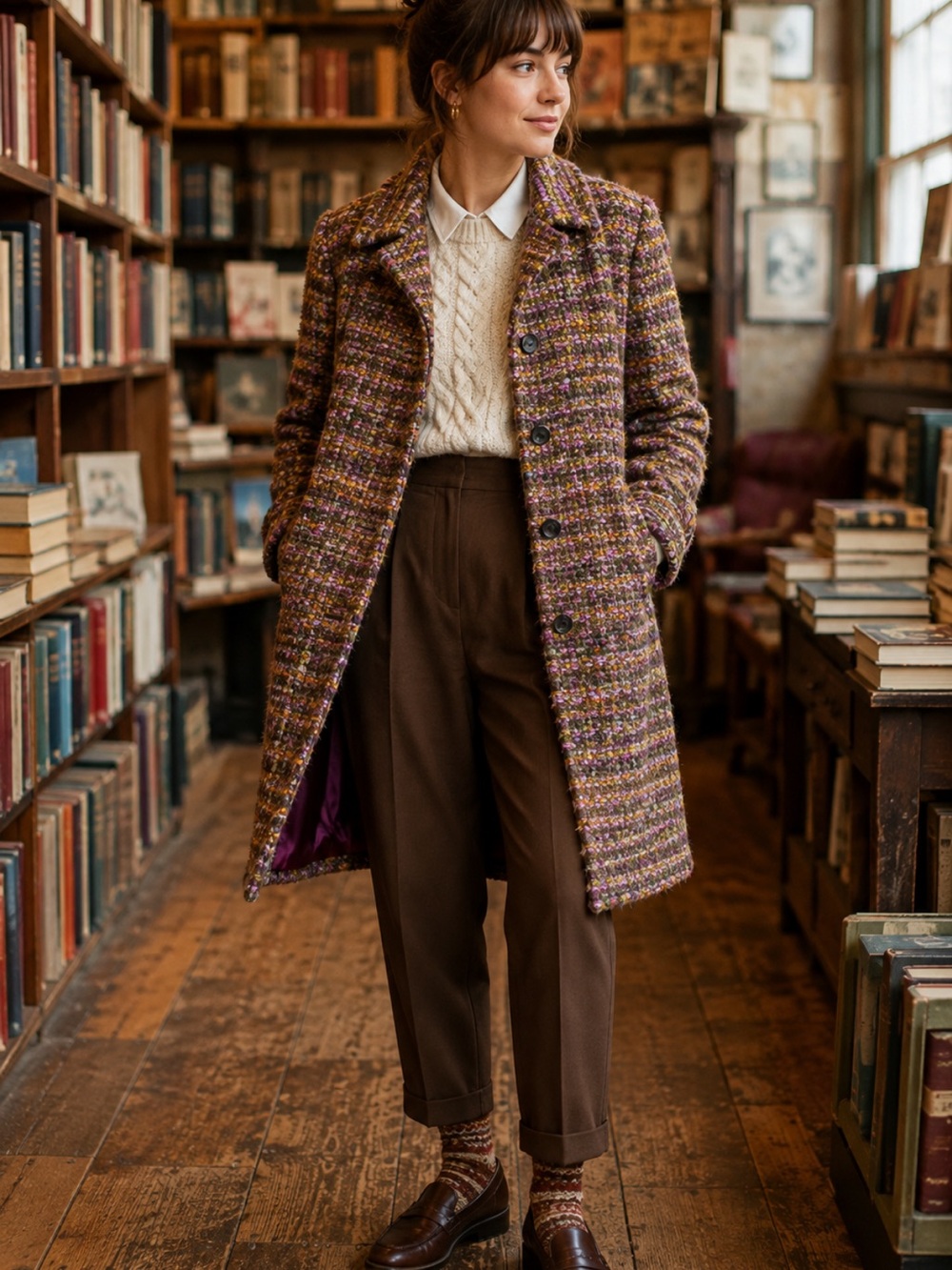 Vintage Marvin Richards XL Multicolor Wool Blend Tweed  Coat